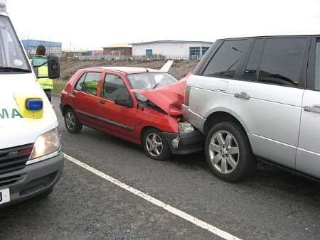 Police at scene of accident in Sir Thomas Longley Road on the Medway City Estate