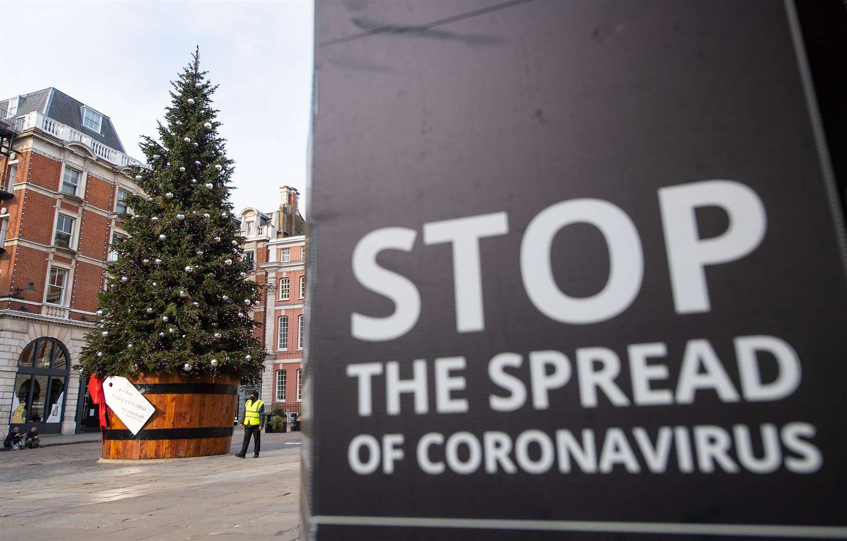 A Christmas tree in Covent Garden, London (Dominic Lipinski/PA)