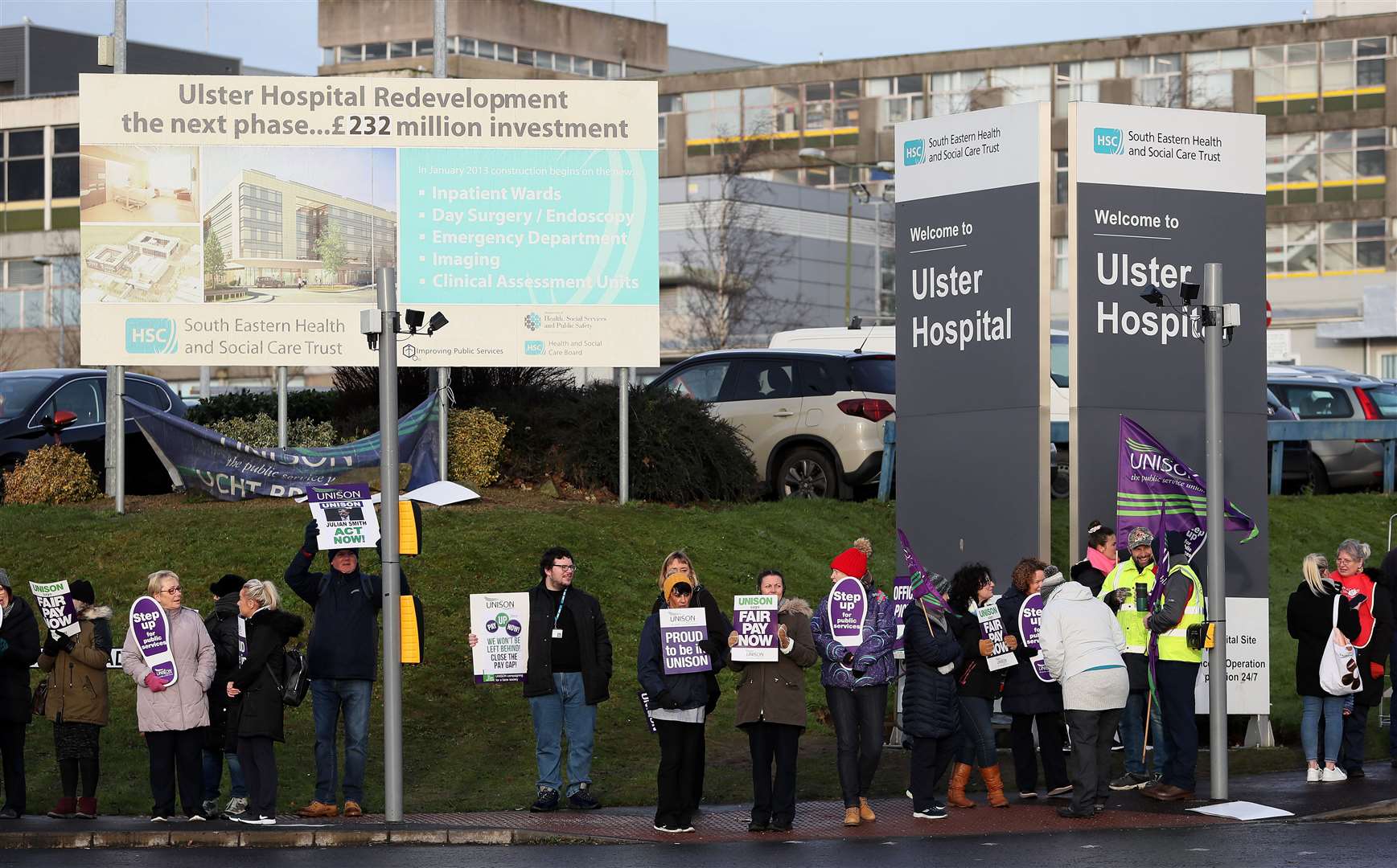 Health workers outside Ulster Hospital in Dundonald in 2019 (PA)