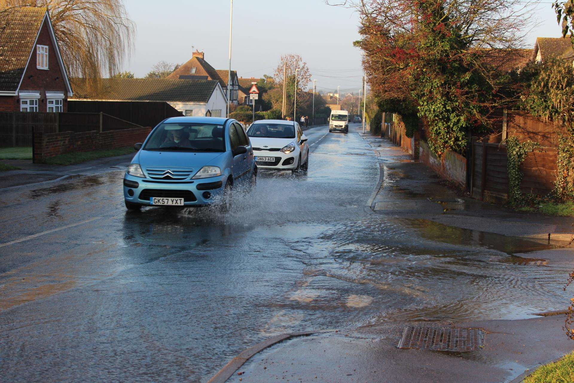 Burst water mains flooded roads in Minster, Sheppey, this morning (7388706)