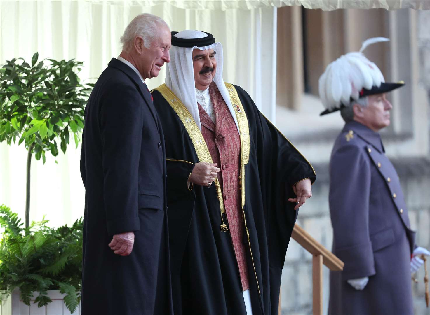 The kings watched a military display (Chris Jackson/PA)