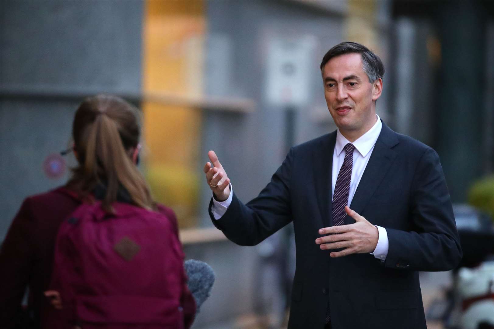 David McAllister speaks to the media outside the European Parliament in Brussels (Aaron Chown/PA)