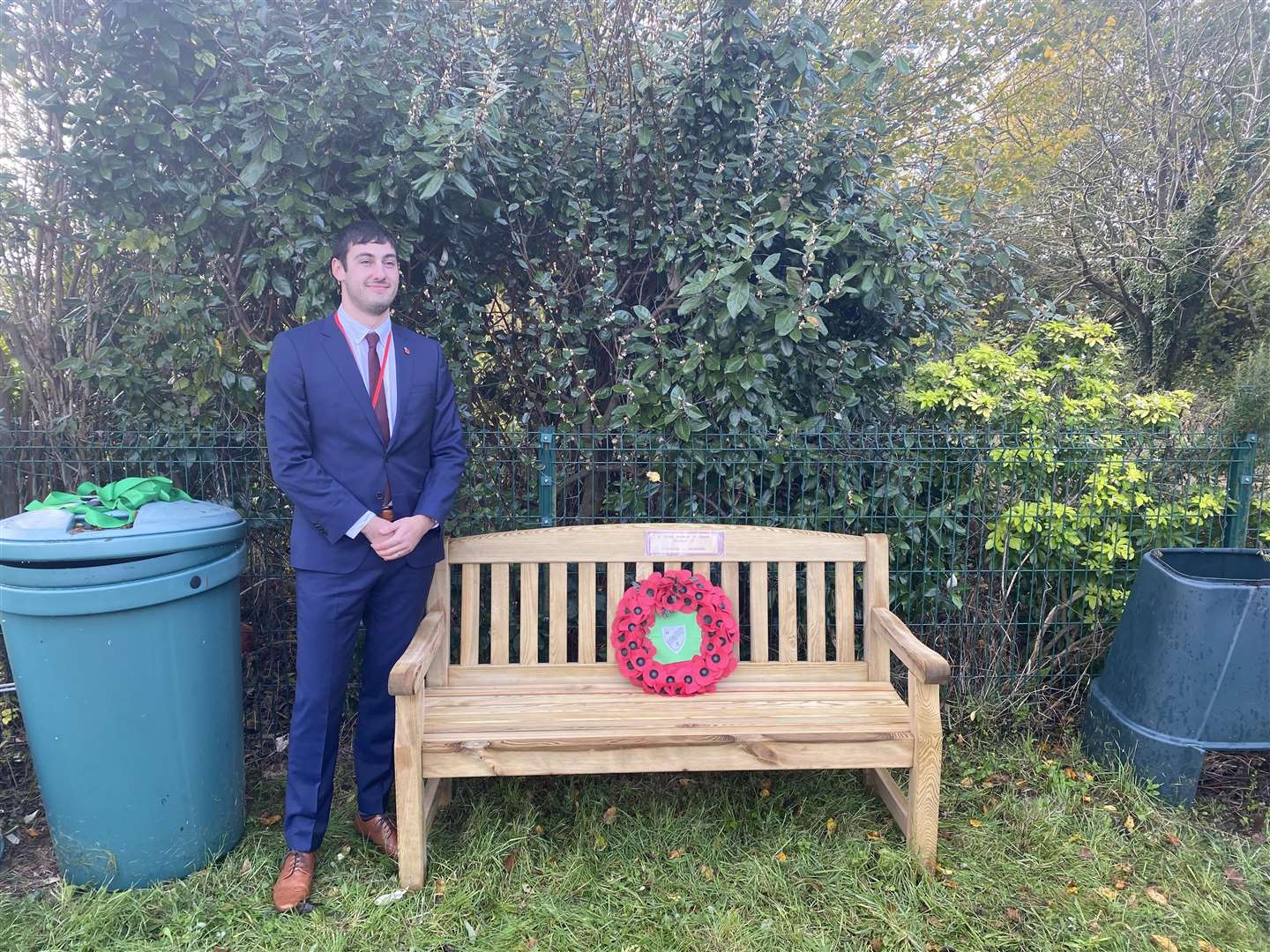 Tony Flynn standing next to the Jubilee bench
