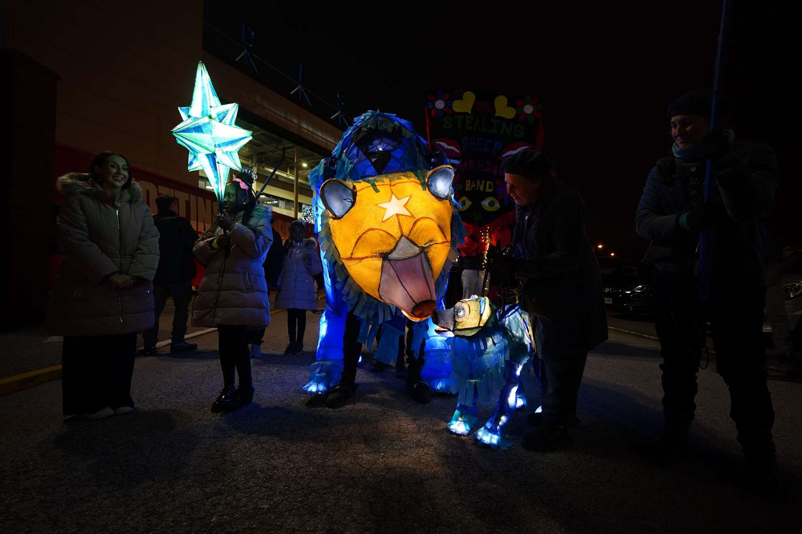 The lantern parade started at Everton FC’s Goodison Park stadium (Peter Byrne/PA)