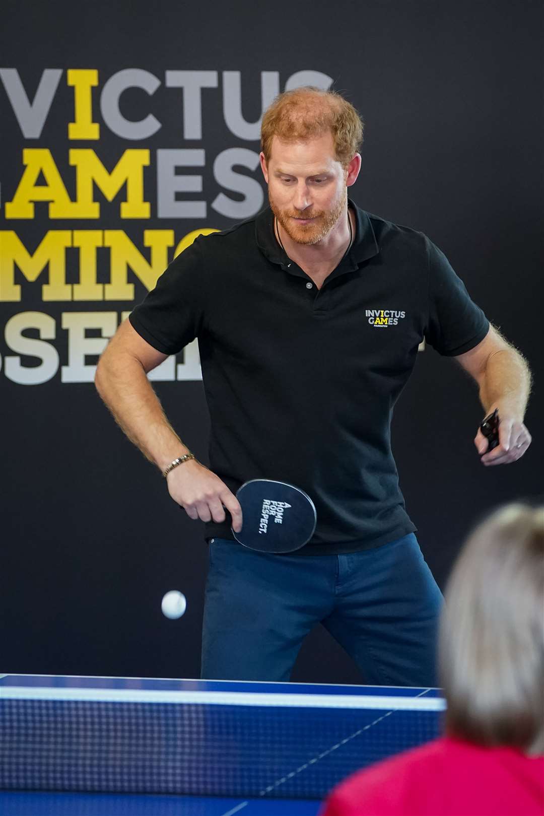 Harry joined three Dusseldorf-based Paralympic table tennis players at the Invictus Games (Aaron Chown/PA)