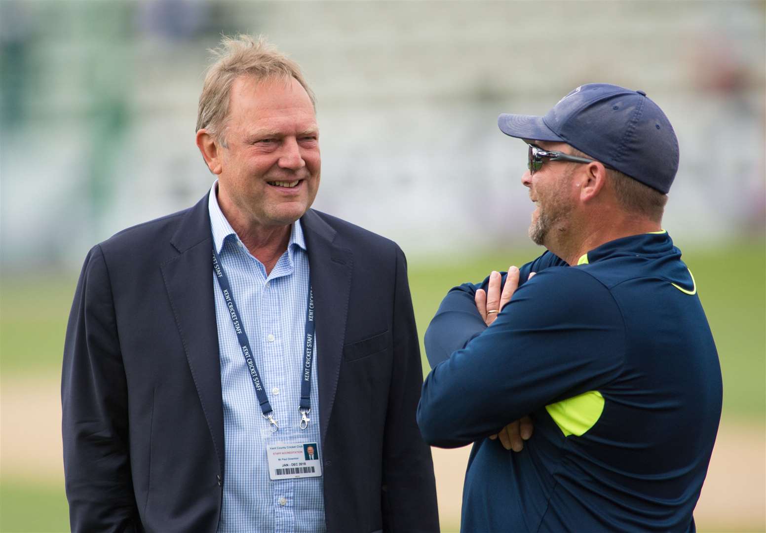 Kent's Paul Downton talks with head coach Matt Walker. Picture: Ady Kerry