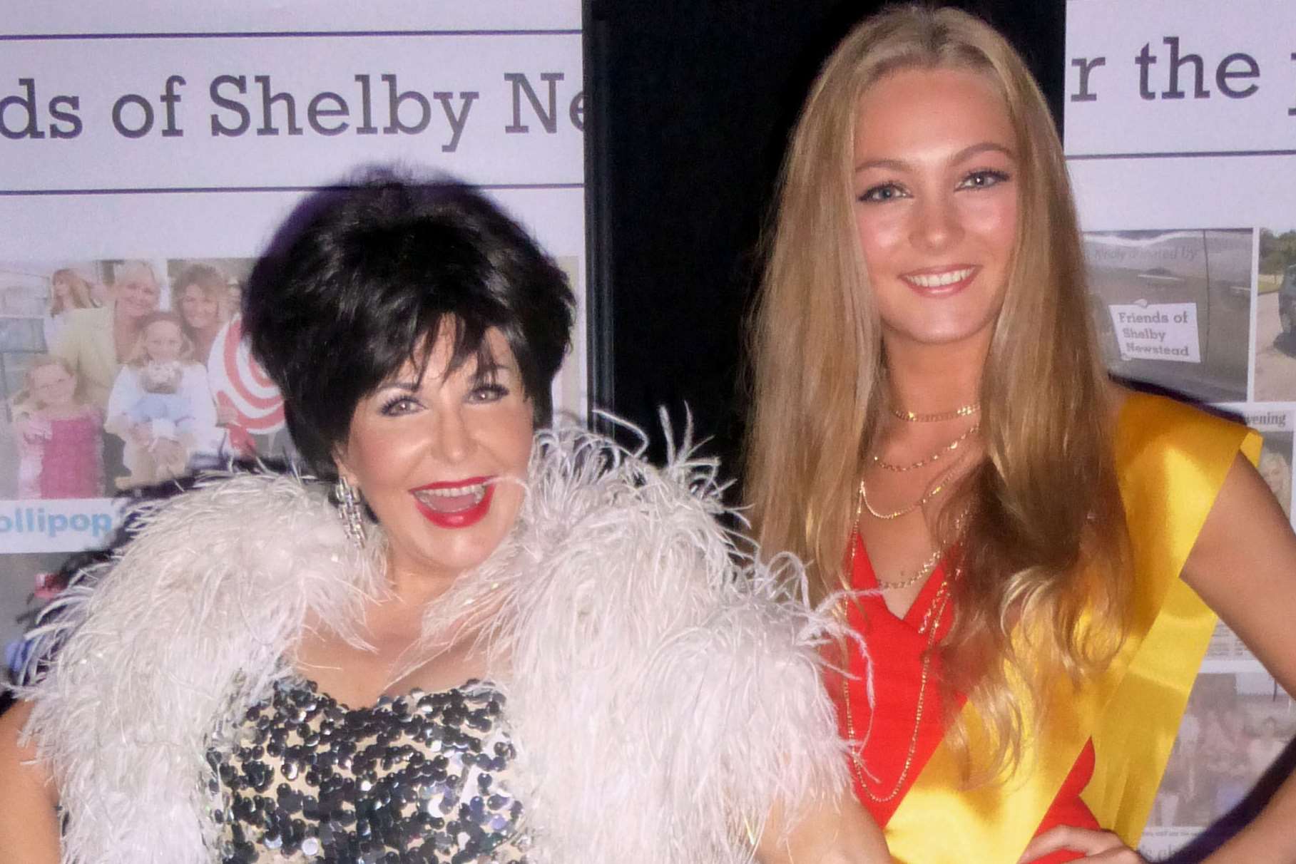 Shelby Newstead with Shirley Bassey impersonator Paula Randell at the Friends of Shelby Newstead annual fundraising dinner and auction