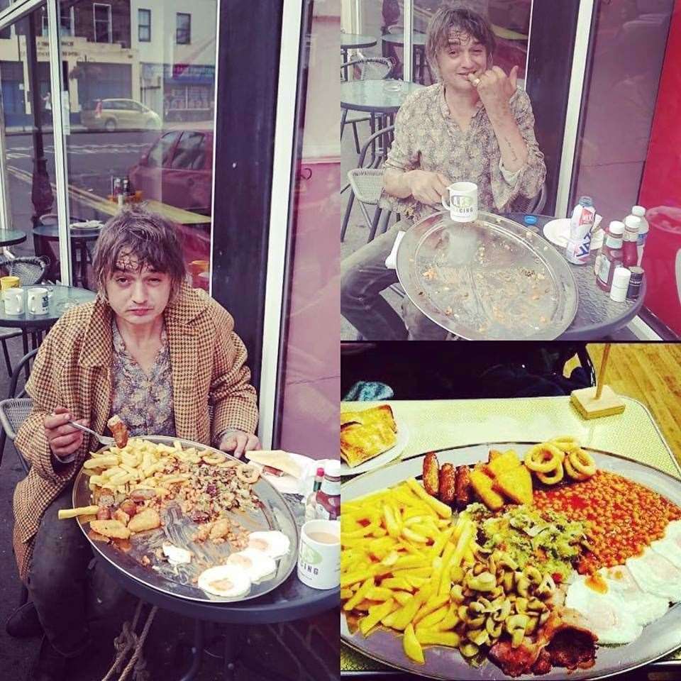 Pete Doherty smahes the cafe breakfast challenge (8009374)