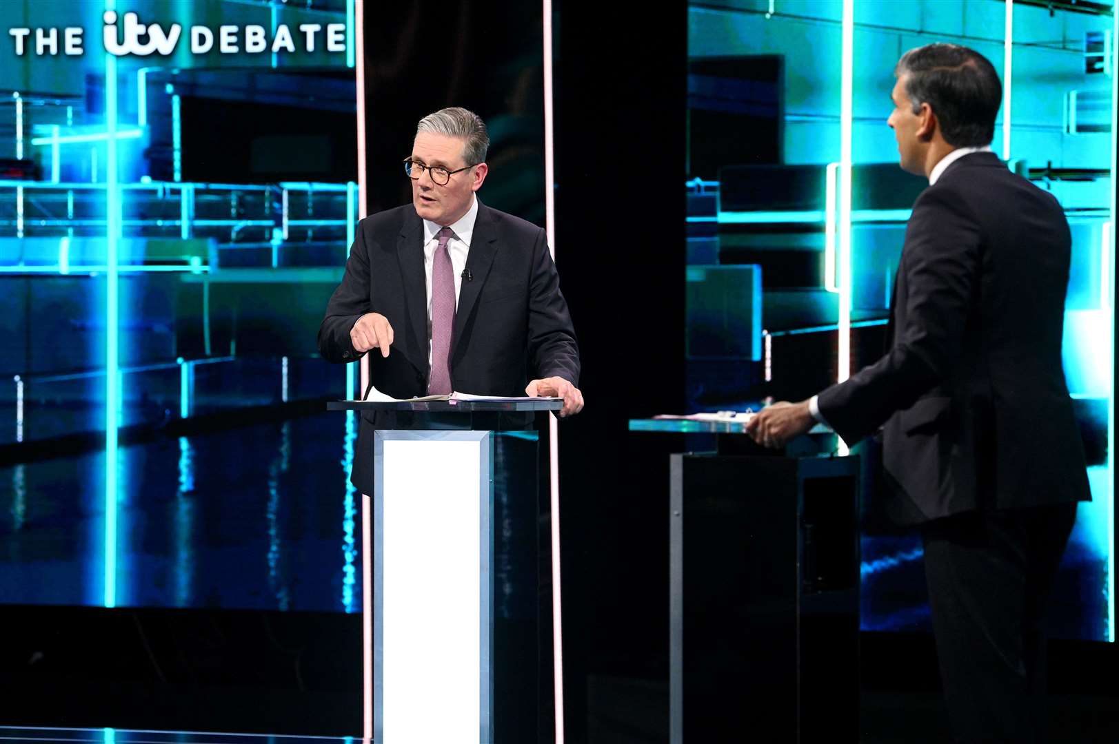 Prime Minister Rishi Sunak (right) and Labour Party leader Sir Keir Starmer during the ITV General Election debate earlier this month (Jonathan Hordle/ITV/PA)