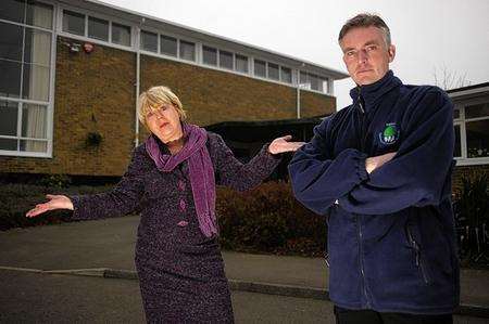 Head teacher Irene Nierzwicka and school site manager Richard Williams