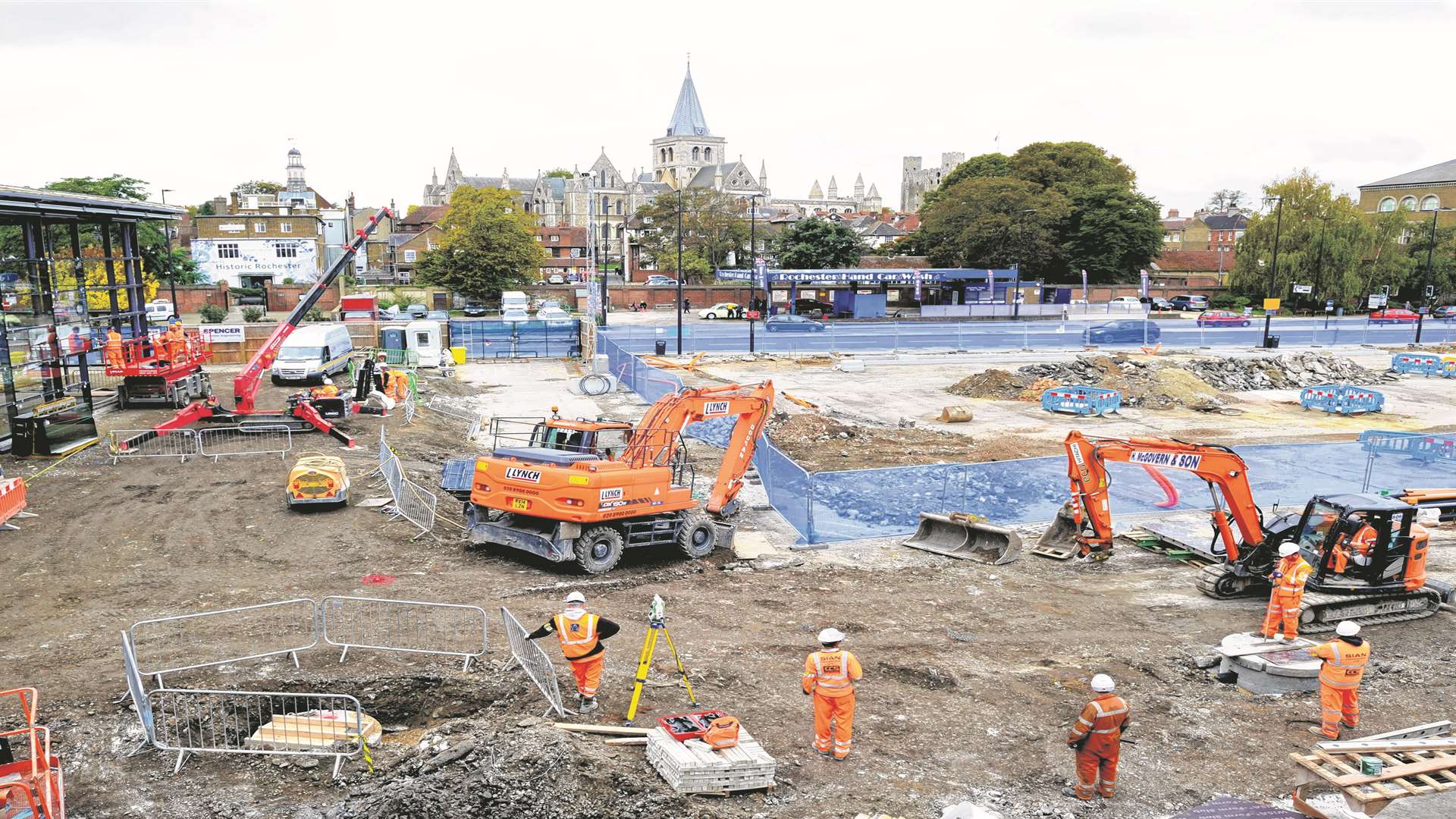 Building work at the new Rochester station.