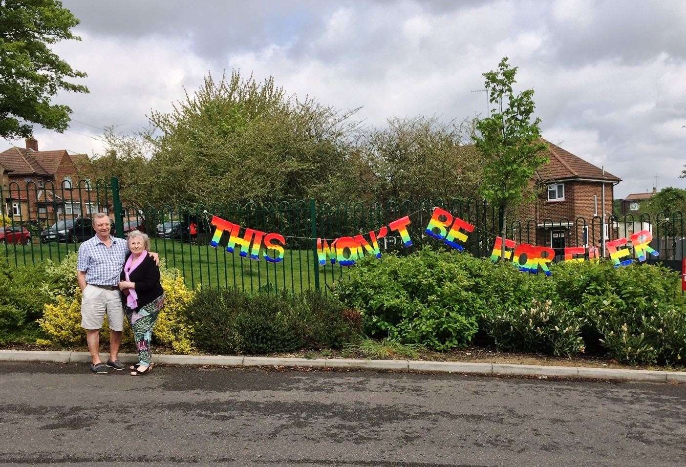 A banner declaring "This Won’t Be Forever” was also sent to the retirement community