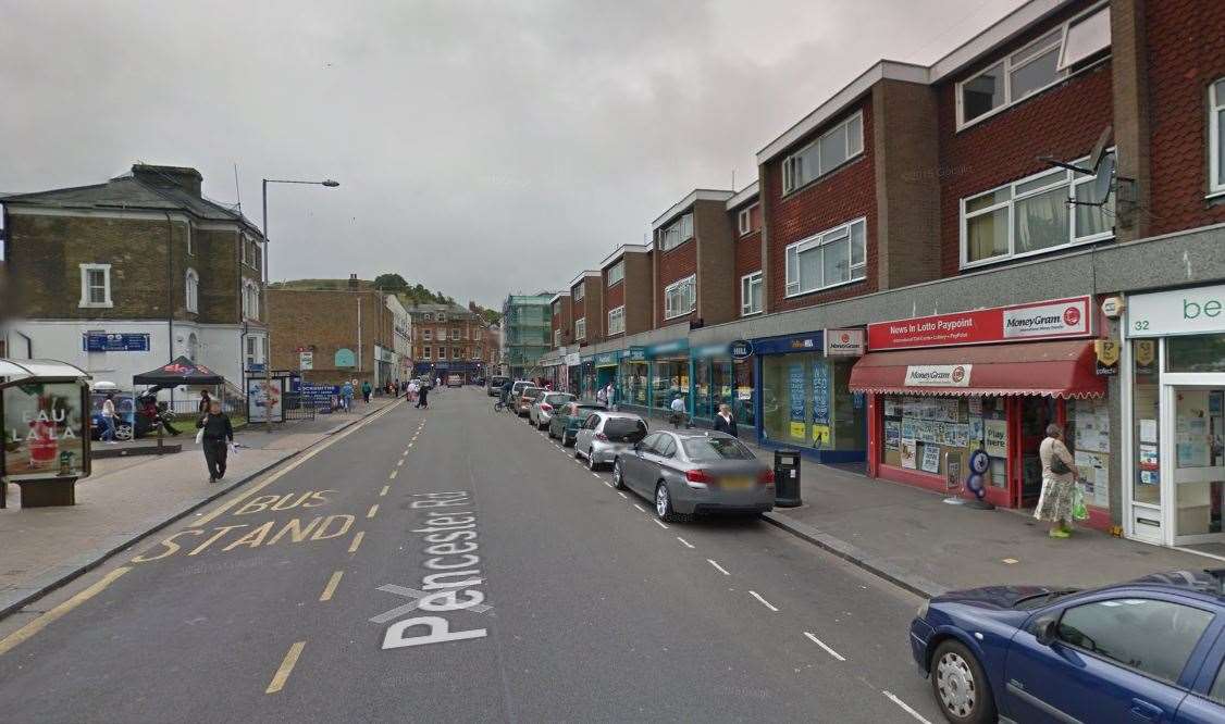 Pencester Road where the rubbish was alight