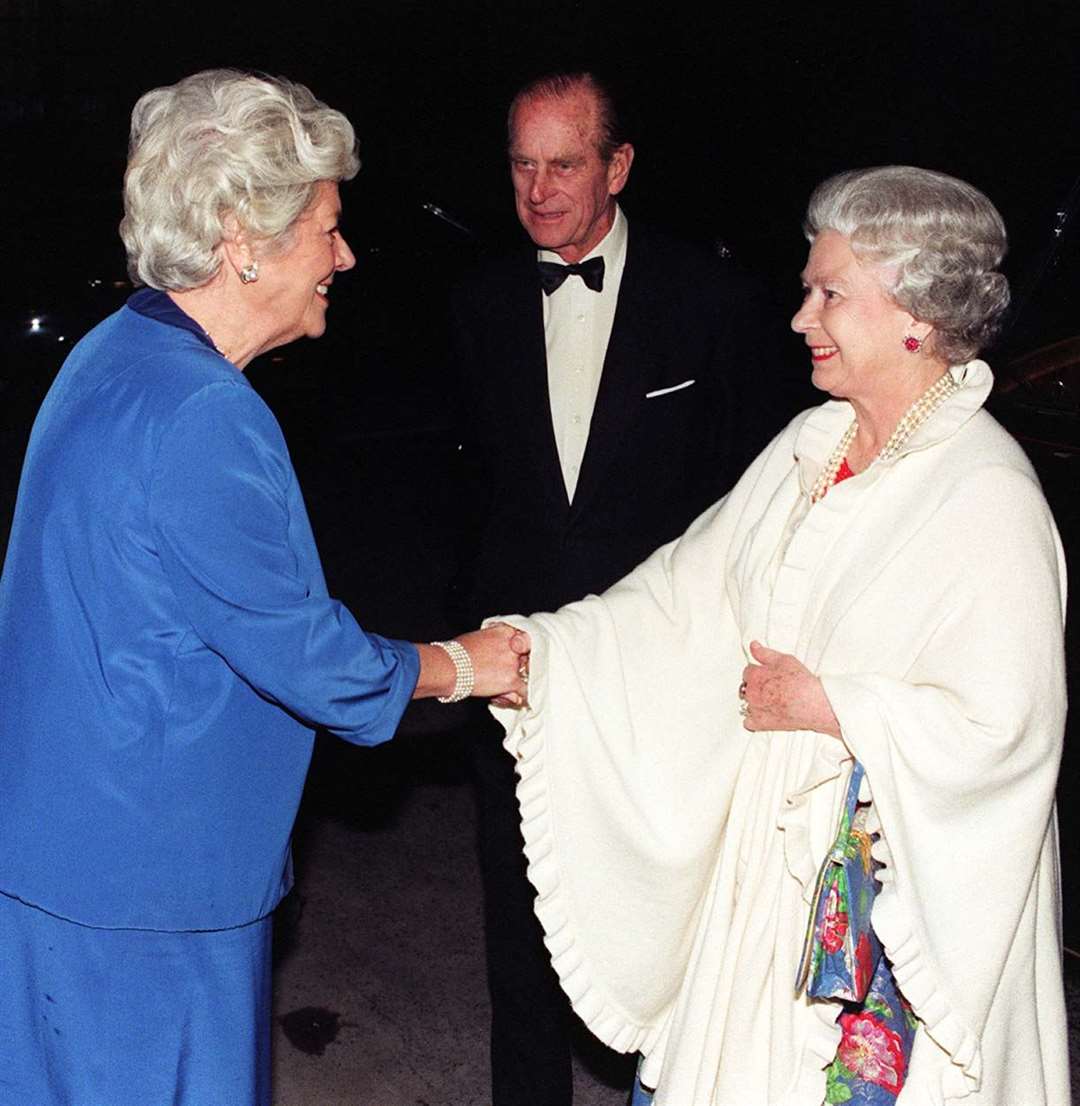 The Queen accompanied by the Duke of Edinburgh being welcomed to the Palace of Westminster in 1996 (John Stillwell/PA)