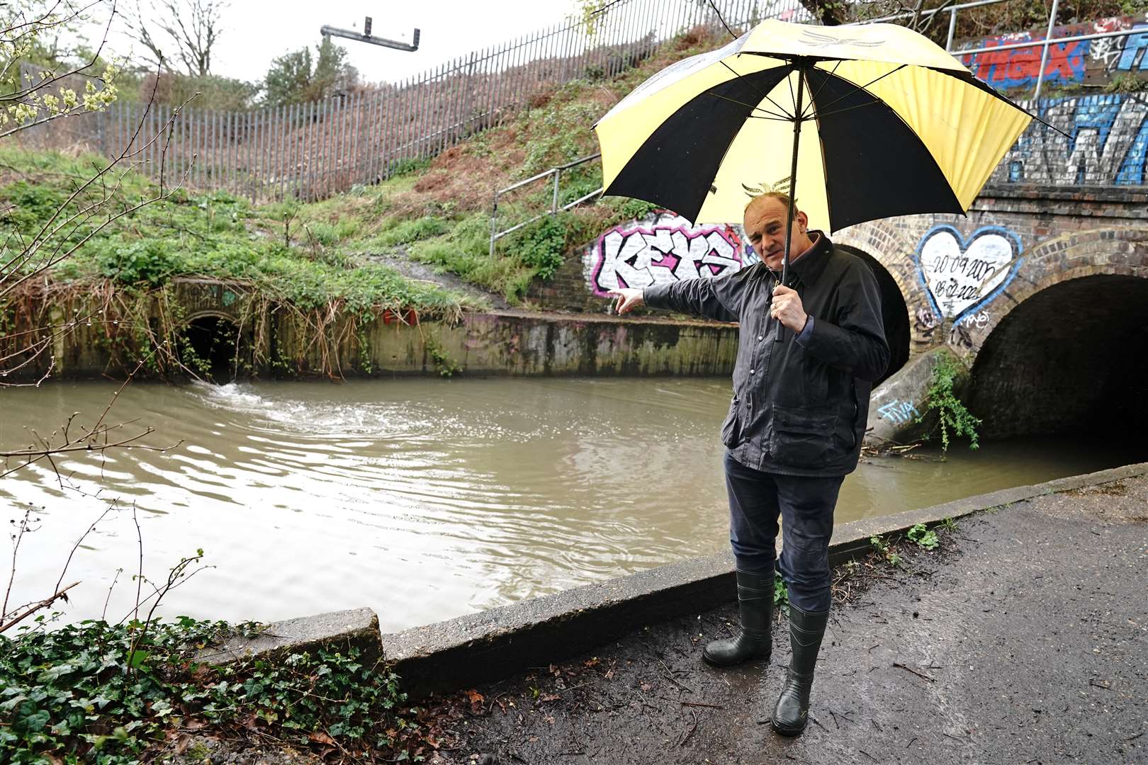 Liberal Democrat leader Sir Ed Davey has pledged action over what he called the ‘sewage scandal’ in British waterways (Aaron Chown/PA)