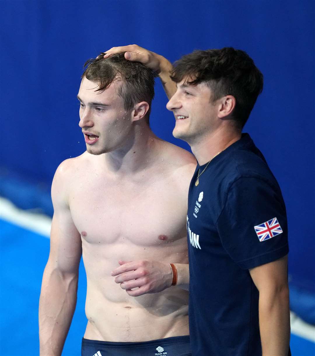 Laugher (left) and coach Adam Smallwood (Martin Rickett/PA)