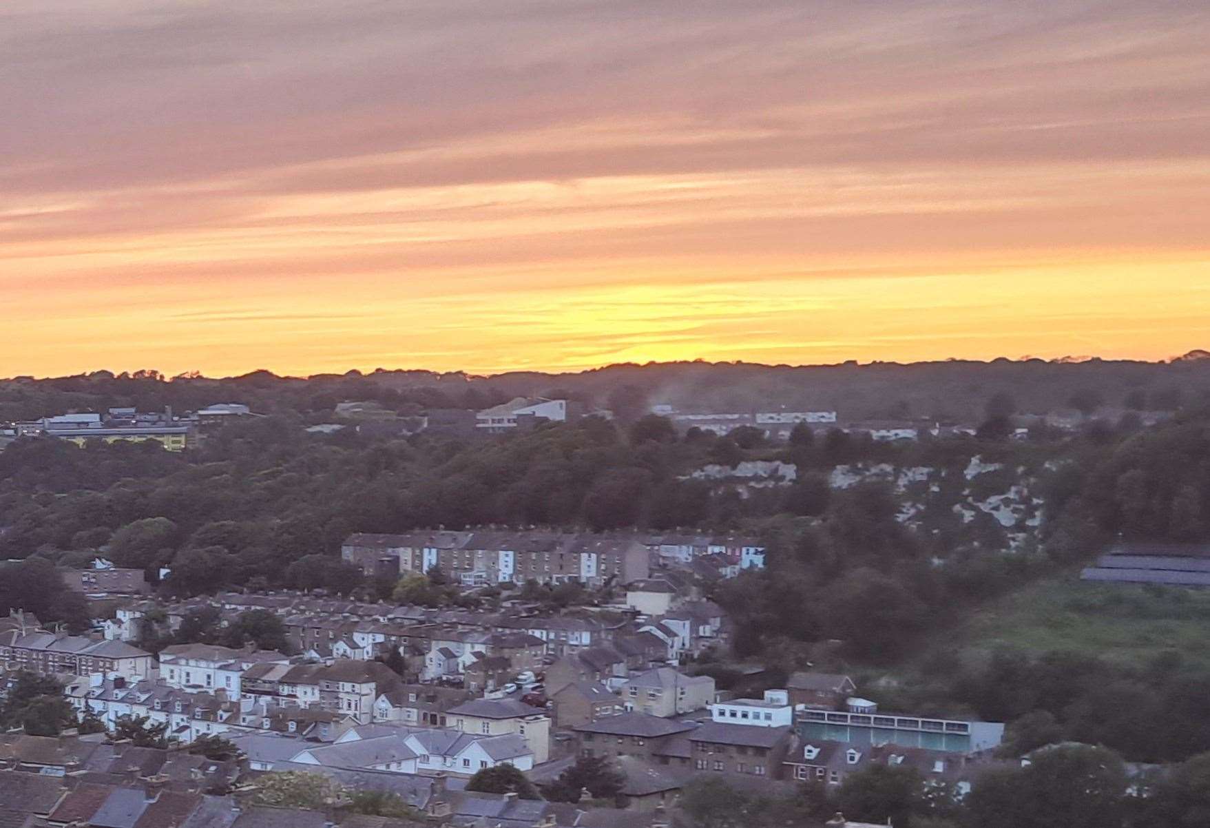 Elms Vale and Tower Hamlets, with the distinctive yellow Astor College seen from the Western Heights