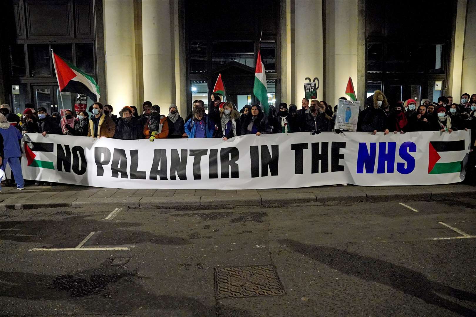 Health workers formed a blockade from 7am on Thursday (Jonathan Brady/PA)