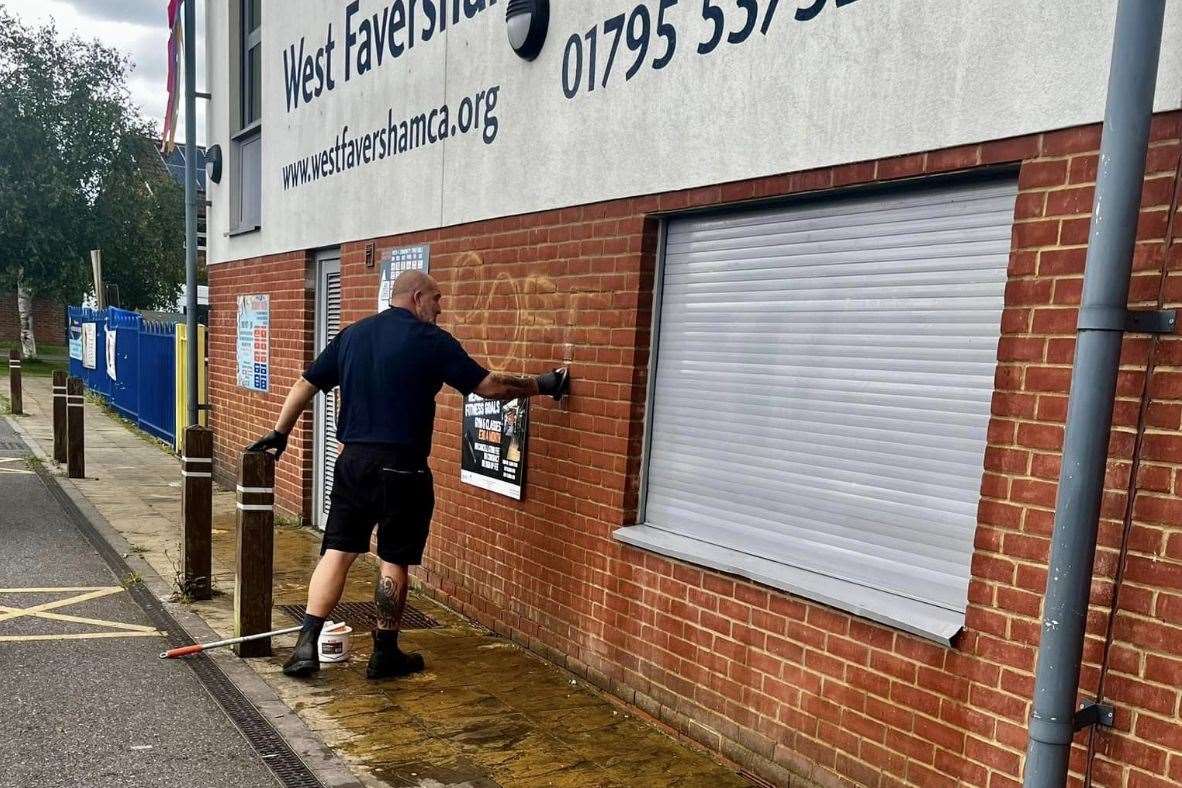 Attempts to clear up graffiti have proved to be difficult. Picture: West Faversham Community Centre