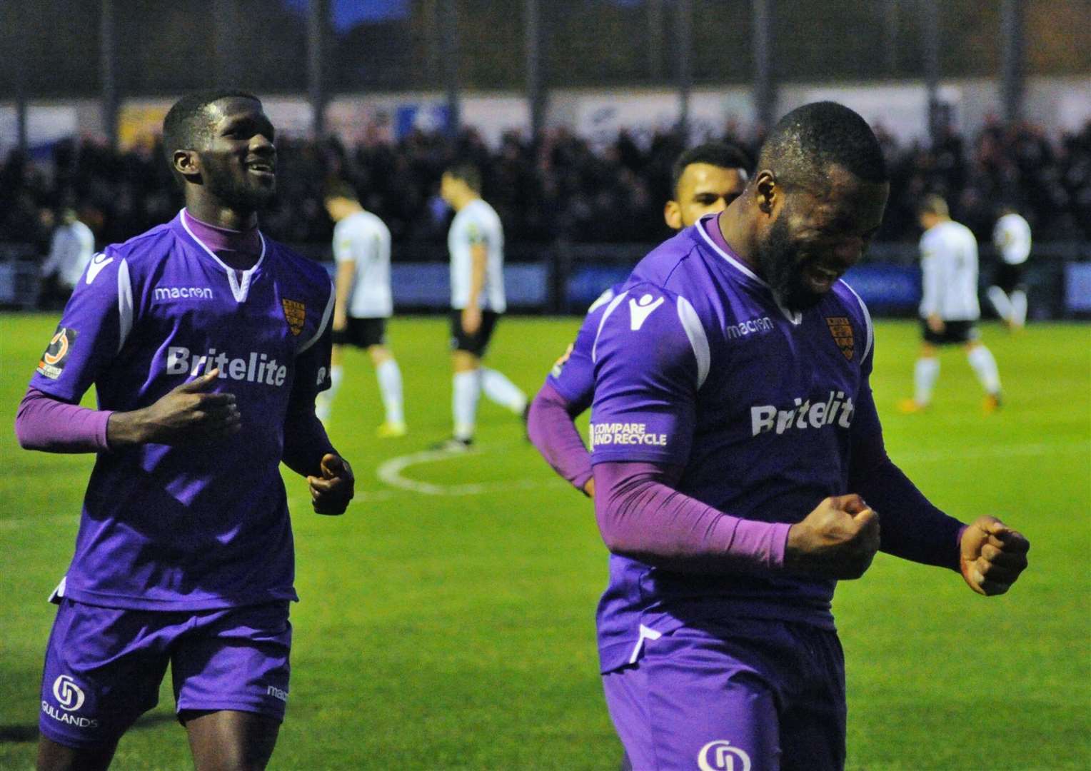 Ibby Akanbi celebrates his goal at Dartford Picture: Steve Terrell