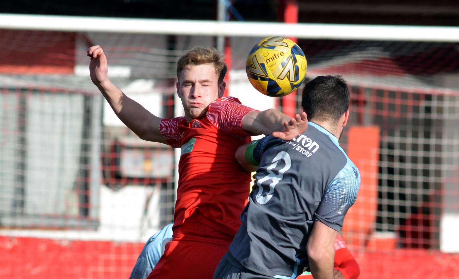 Two players tussle for the ball in the air at Reachfields. Picture: Randolph File