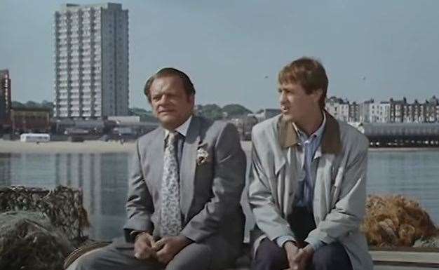 Del Boy and Rodney Trotter with Margate spread out behind them on the Jolly Boys Outing. Picture: BBC