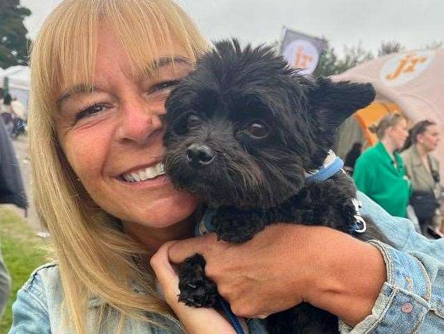 Nyree Nayler, 53, of Woodward Terrace, Stone, pictured with Milo, eight, who was killed by a Staffordshire Bull Terrier at Stone Recreation Ground in October. Picture: Nyree Nayler