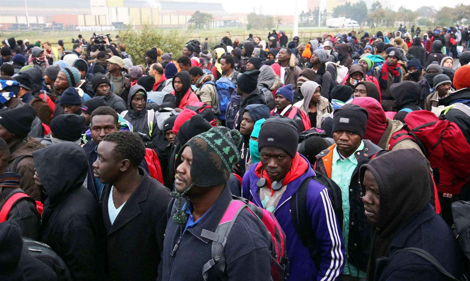 Migrants in Calais at the time of the closure of the Jungle, 2016. Picture copyright SWNS (South West News Service).