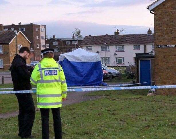 Police set up a cordon on the Shepway estate following the incident. Picture: UKnip