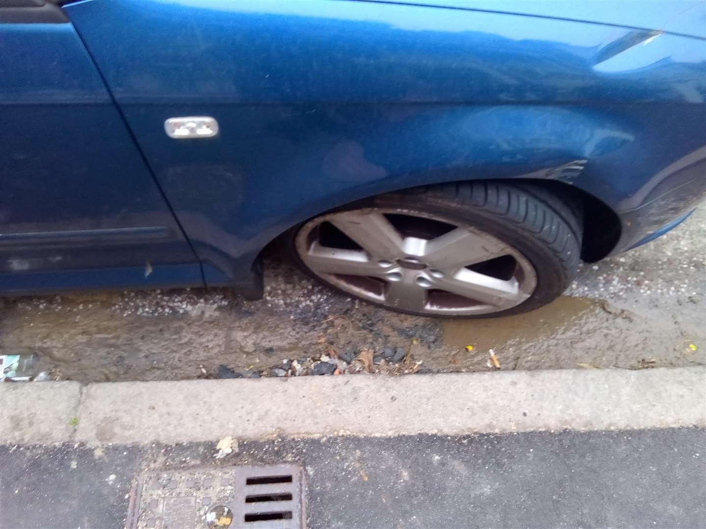 Sewage pools under cars in Surrey Road, Margate. Picture: Steven Floyd