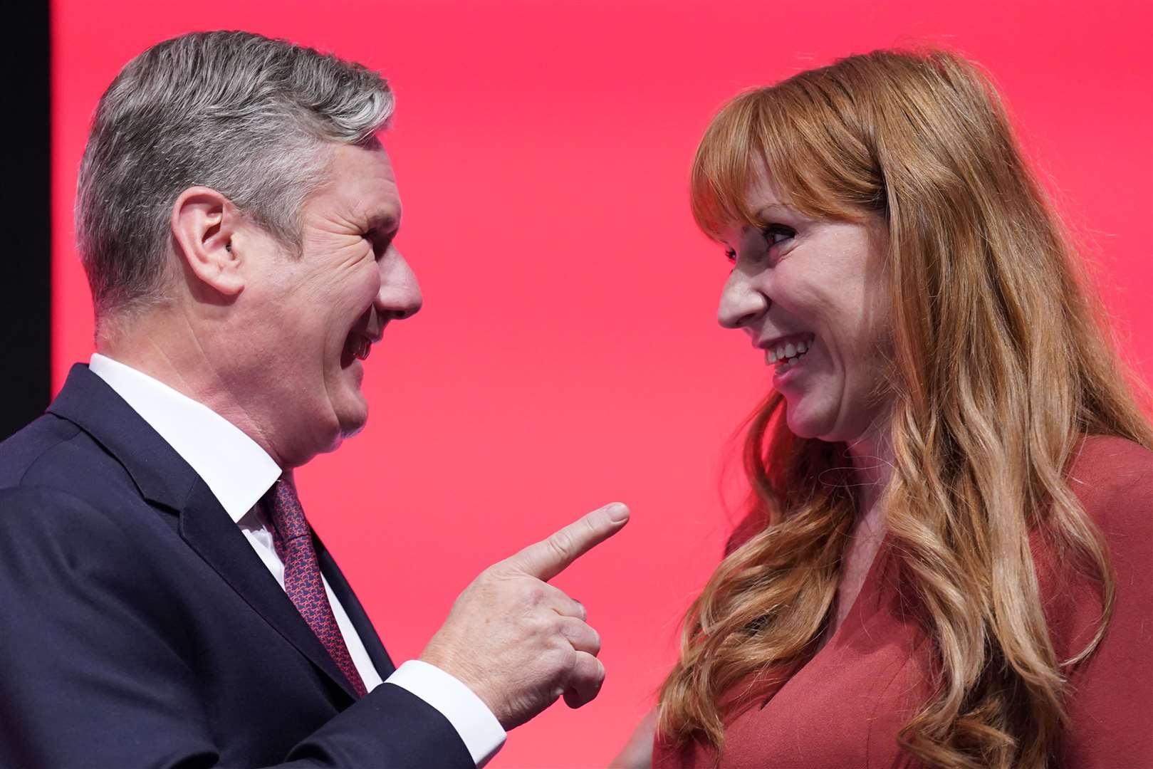 Labour Party leader Sir Keir Starmer with deputy leader Angela Rayner after her speech during the Labour Party conference in Liverpool (Stefan Rousseau/PA)