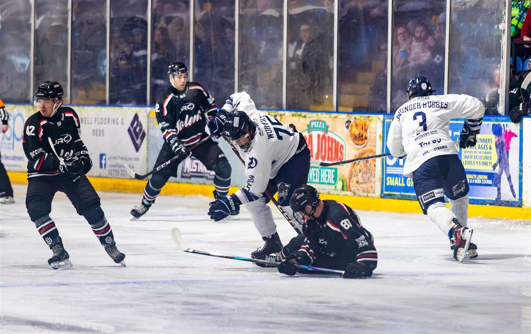 Dylan Worthy challenges his opponent in Invicta Dynamos’ game against Solent Devils Picture: David Trevallion