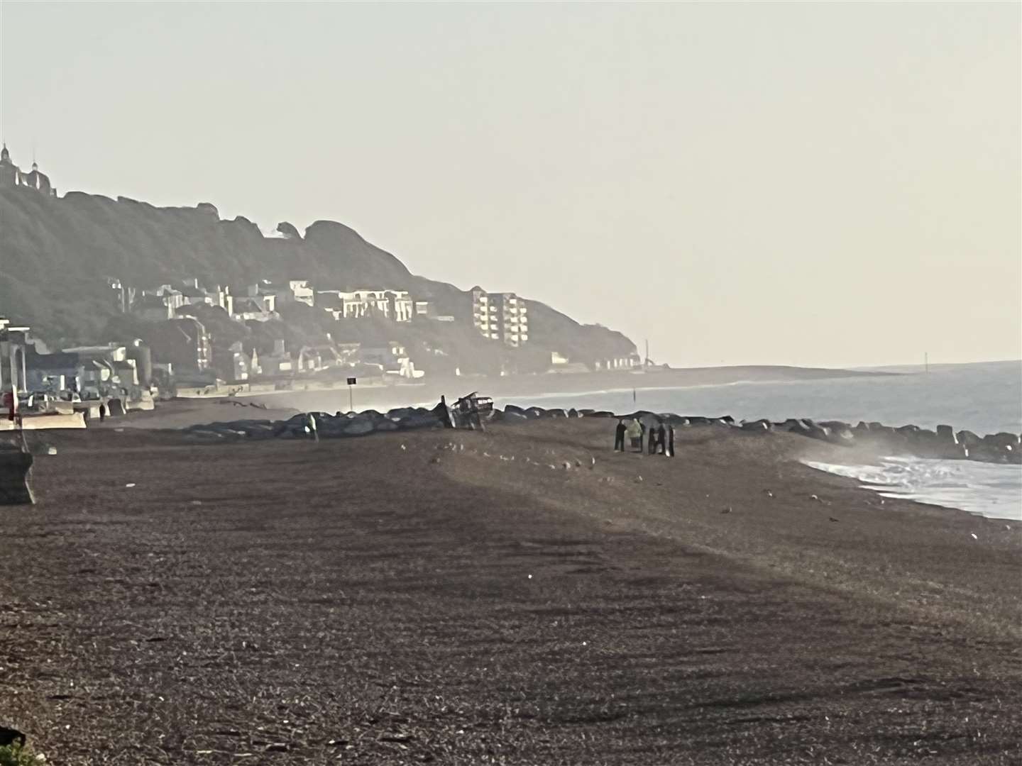 Officers are still at the scene in Seabrook, Hythe. Photo: Paul Lomax