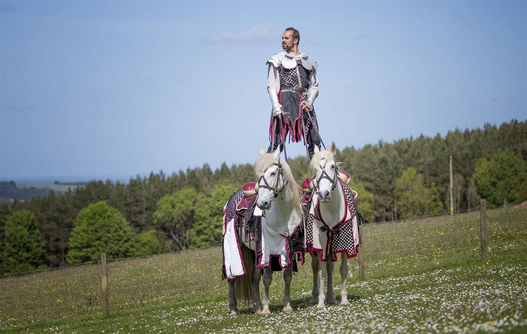 Jacob Martin plays the knight Sir Checkmate at the jousting events (Jane Barlow/PA)