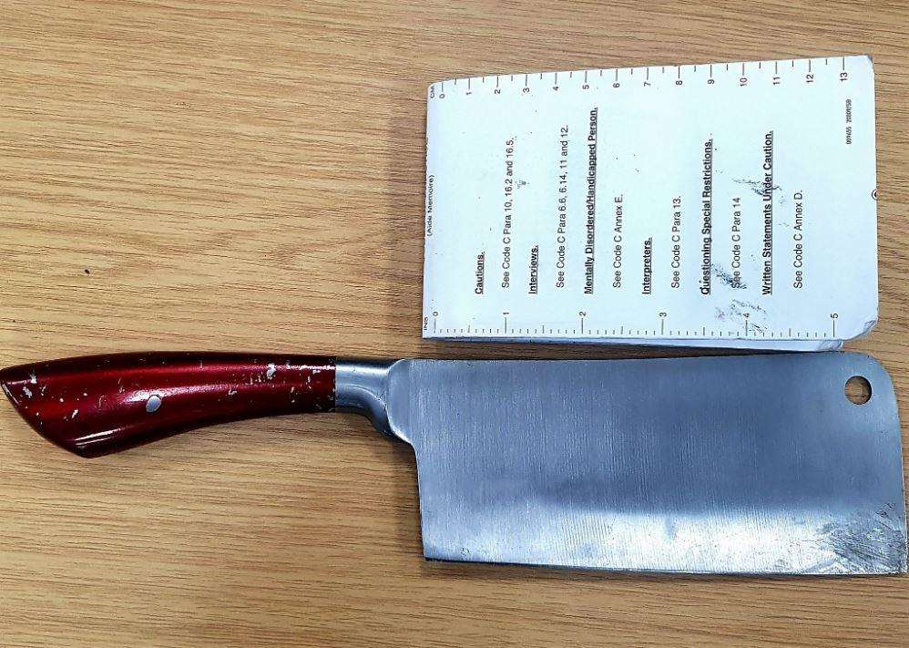Kent Police Gravesham posted this image of the meat cleaver in the early hours