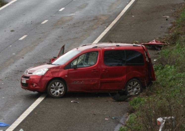 Emergency services were called to a collision on the M2 between Medway and Sittingbourne at around 5.10am on Thursday. Picture: UKNIP