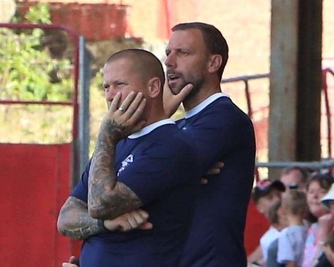 Barry Moore with Angels boss Steve McKimm Picture: Dave Couldridge