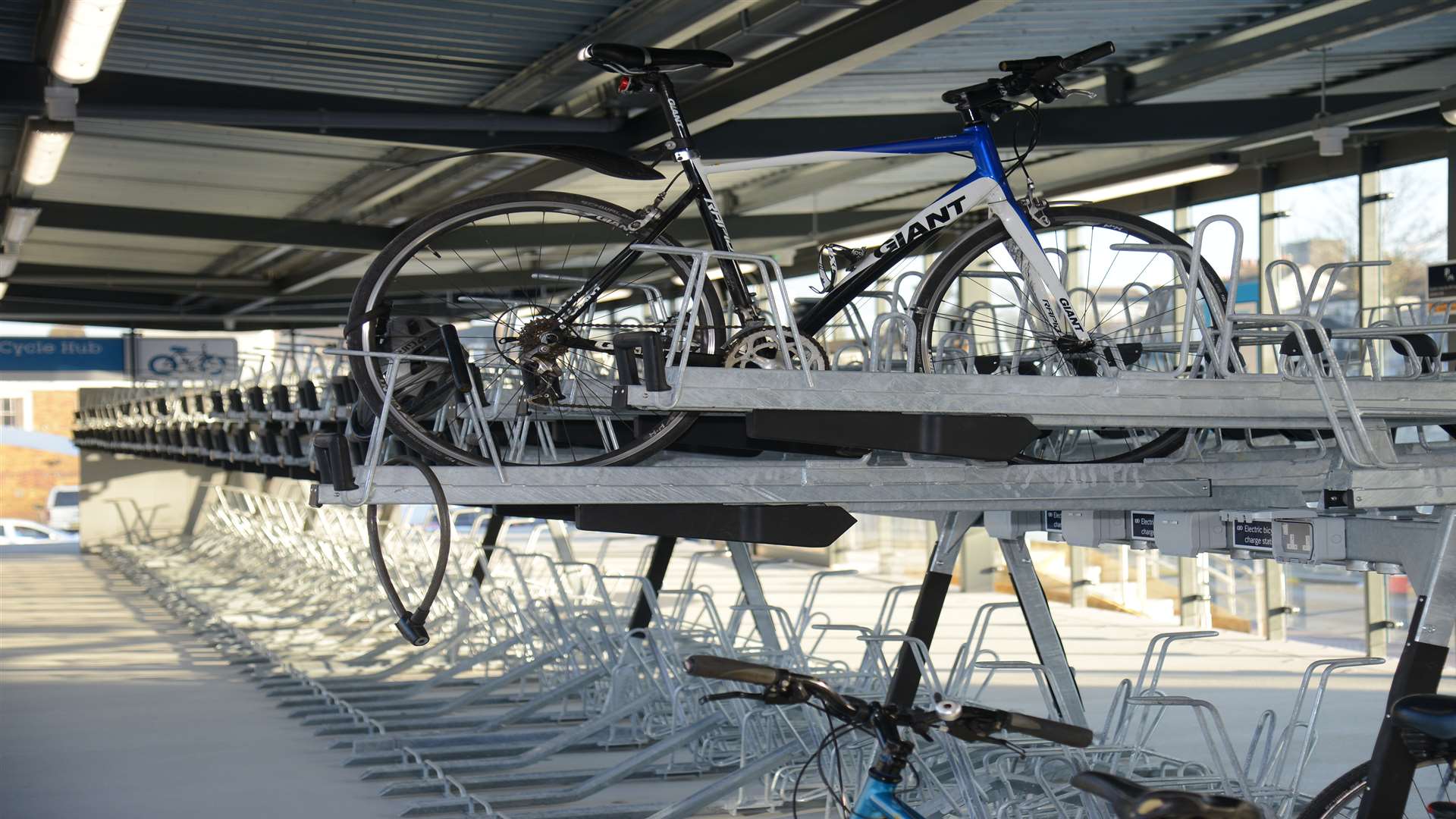 Cycle Hub, a bike on the two-tier rack