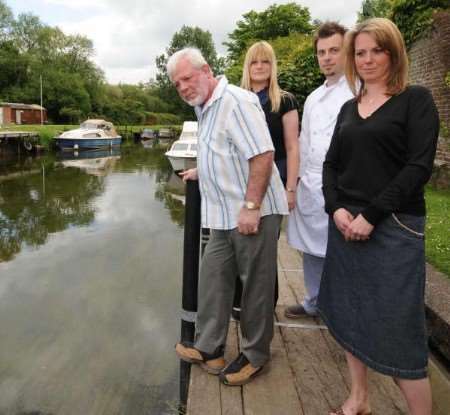 Fordwich Arms staff and regulars Sean O’Donnell, Kate Boulding, Bruce Stratford and Kelly Wilkinsonare appalled by the shootings. Picture: Barry Goodwin