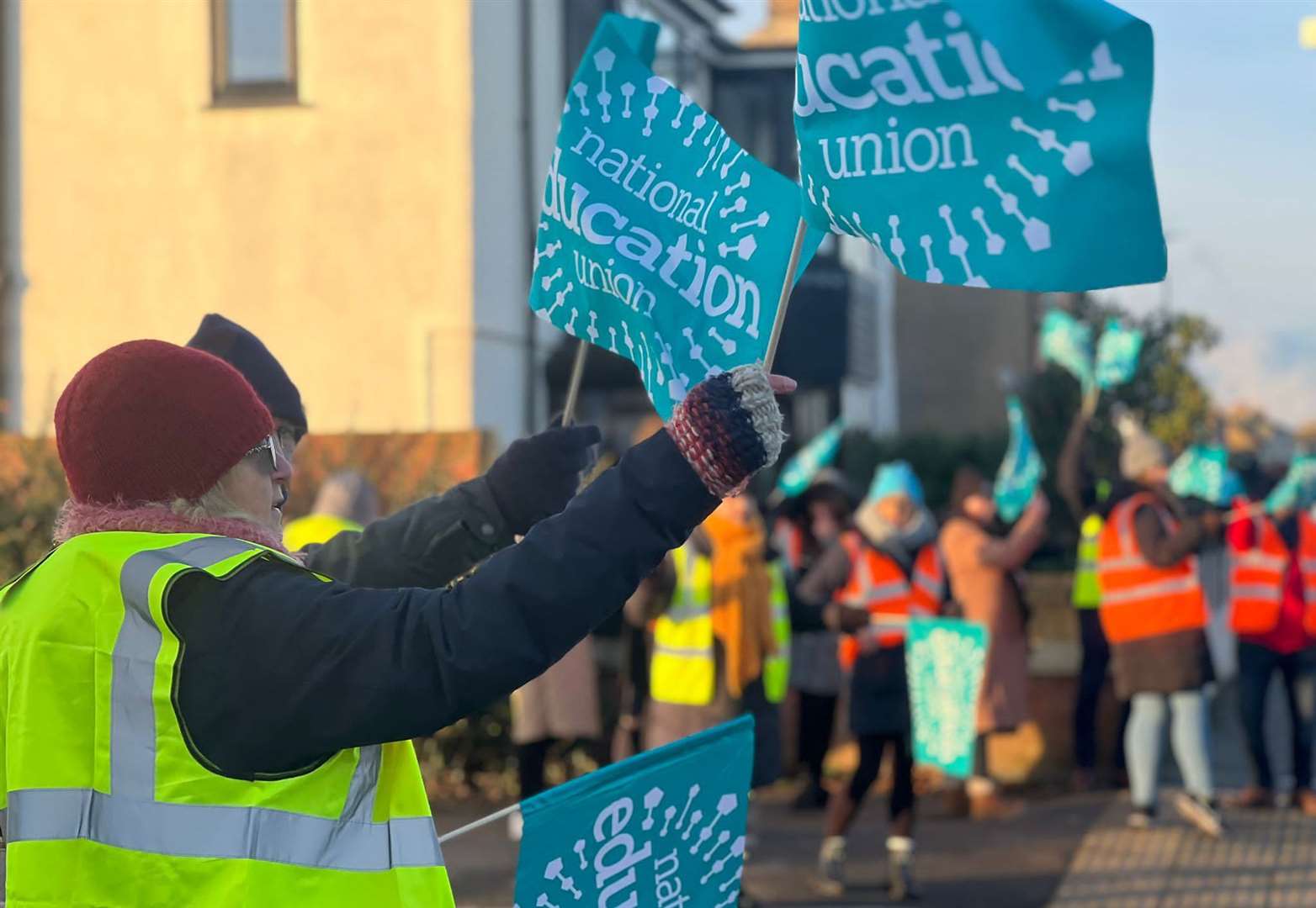 Teachers striking outside Oasis Academy in November