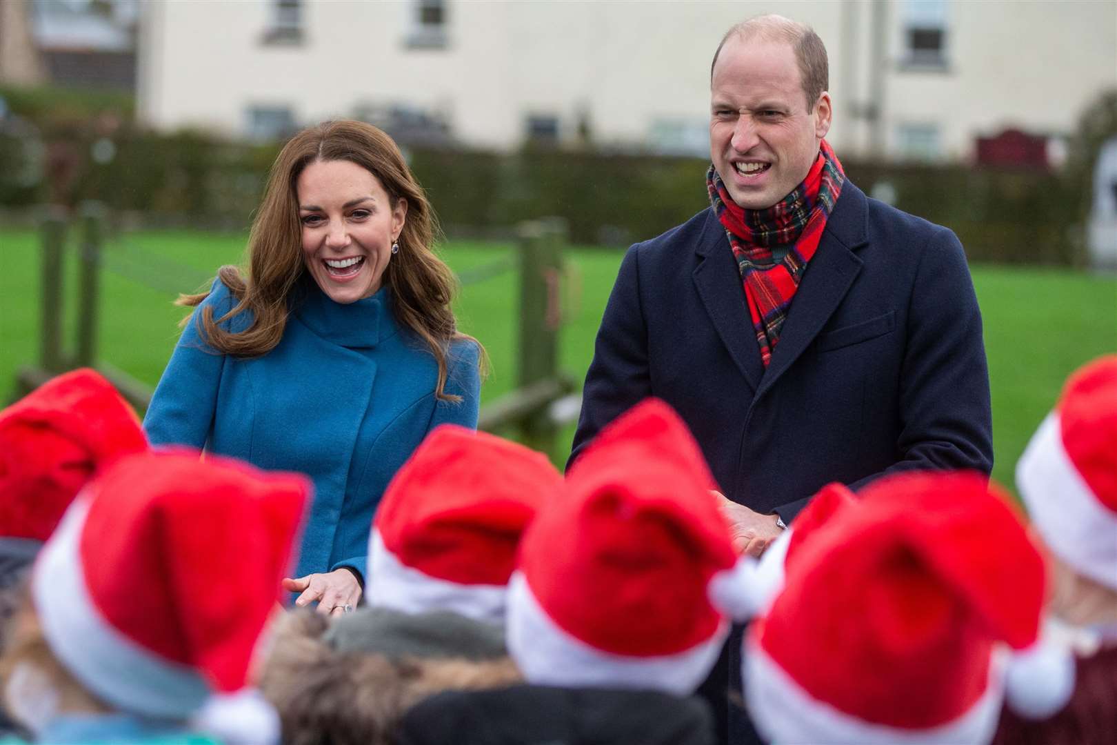 The Duke and Duchess of Cambridge meet staff and pupils during a visit to Holy Trinity Church of England First School in Berwick-upon-Tweed (Andy Commins/Daily Mirror/PA)