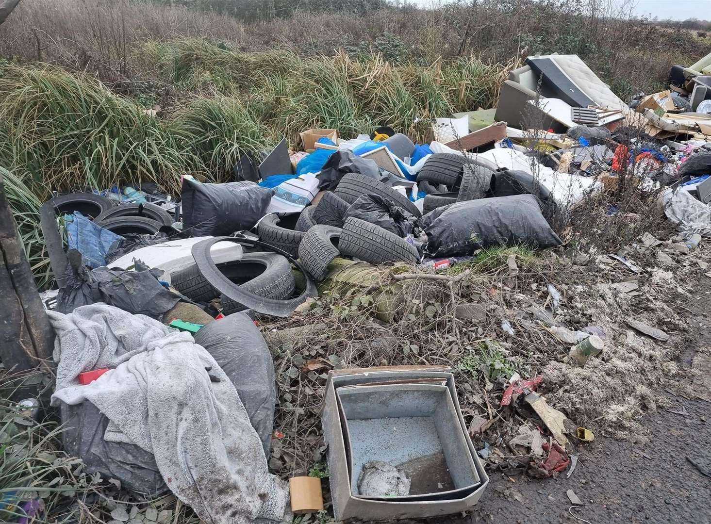 Fly-tipping along Ray Lamb Way in Erith. Photo credit: Kym Grant