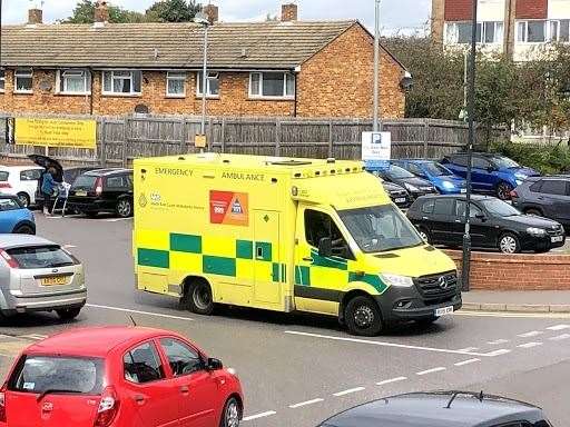 An ambulance was spotted at Aldi in Well Road, Maidstone after a person collapsed