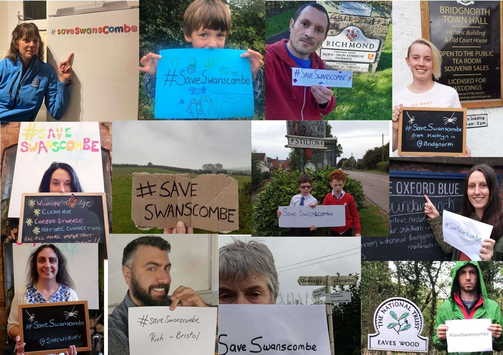 People are being encouraged across the country to share photos of themselves with the message #SaveSwanscombe as part of a campaign to on protect marshland in Swanscombe from development. Photo: Kent Wildlife Trust