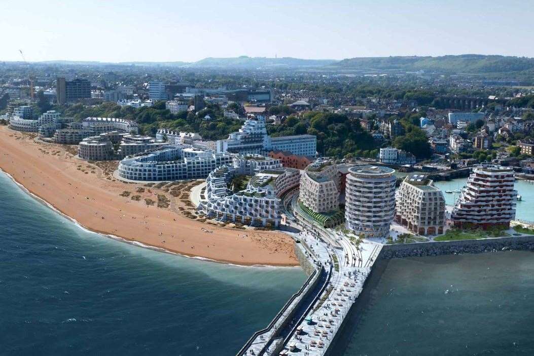 Aerial view of how Folkestone's harbour could look. Picture: Folkestone Harbour & Seafront Development Company