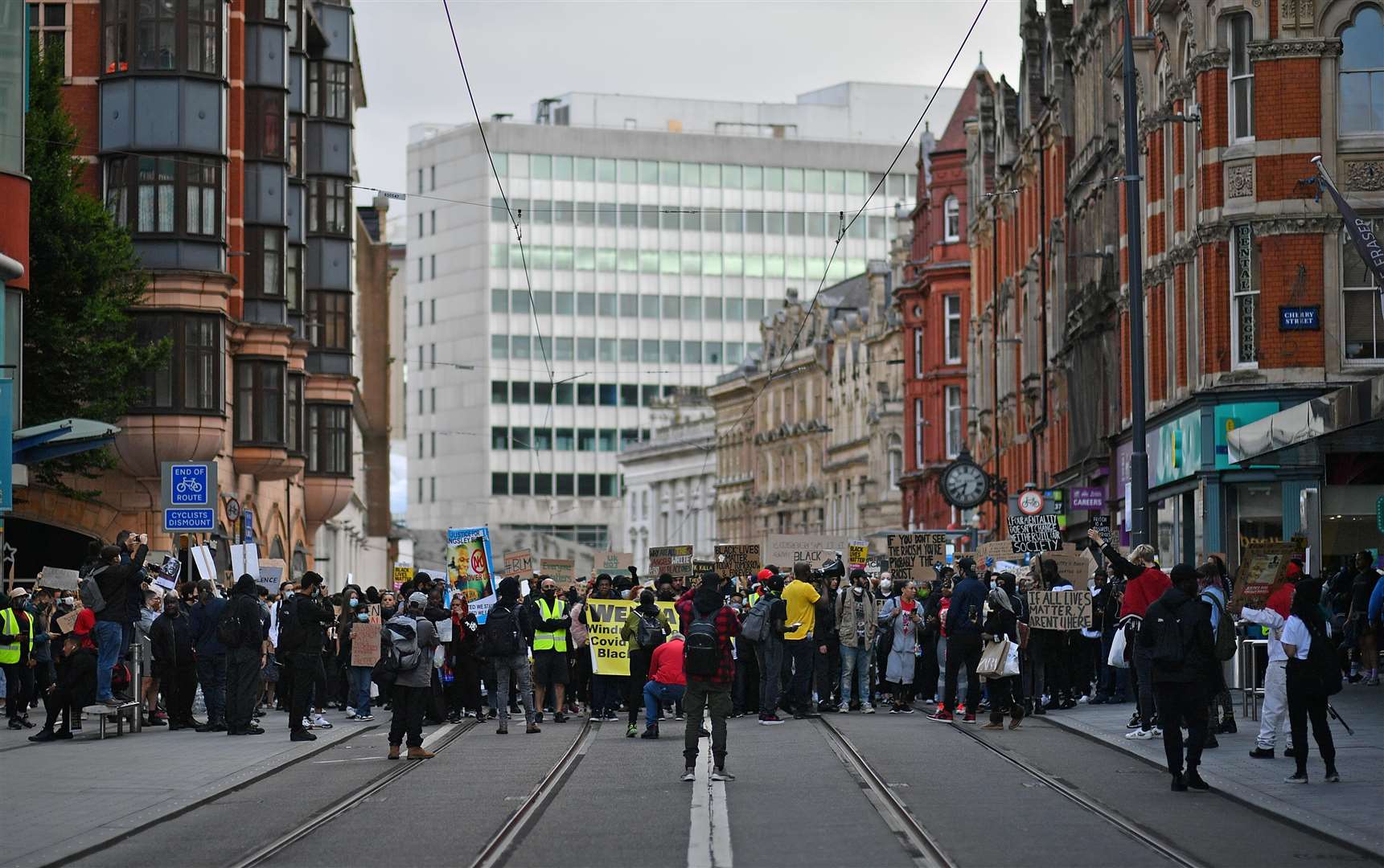 People during a Black Lives Matter rally in Birmingham on Friday (Ben Birchall/PA)