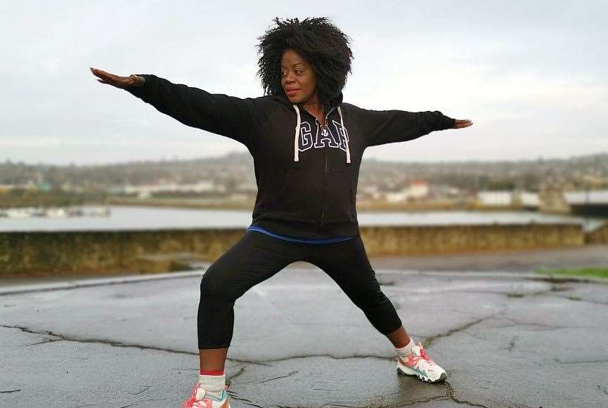 She also does yoga with her walking group