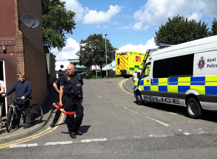 Police used a battering ram.