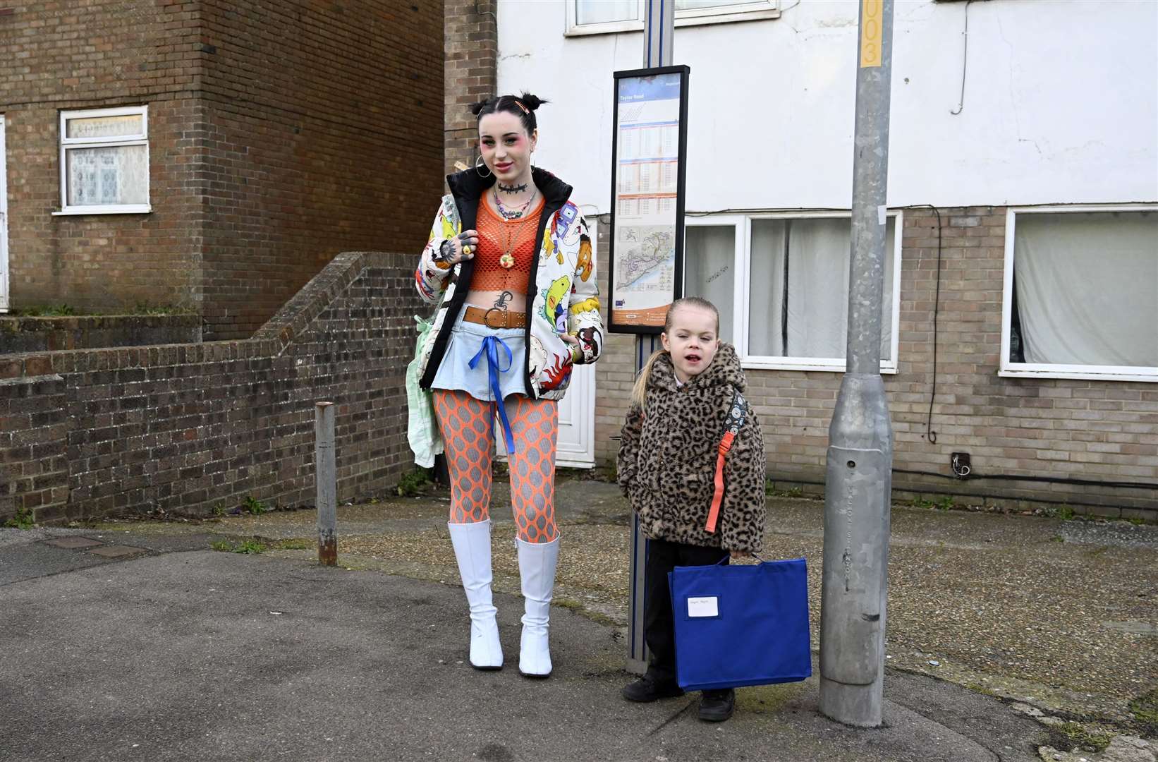 Charlie Hayes and her son Jasper usually get the bus to school. Picture: Barry Goodwin
