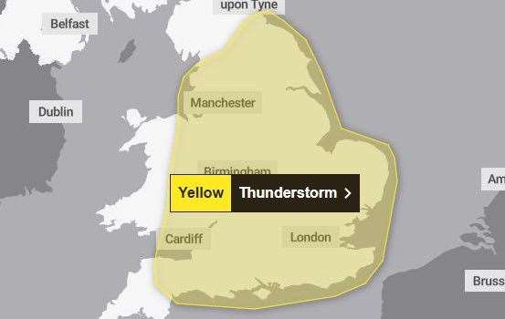 The weather warning is also in place on Thursday. Picture: Met Office